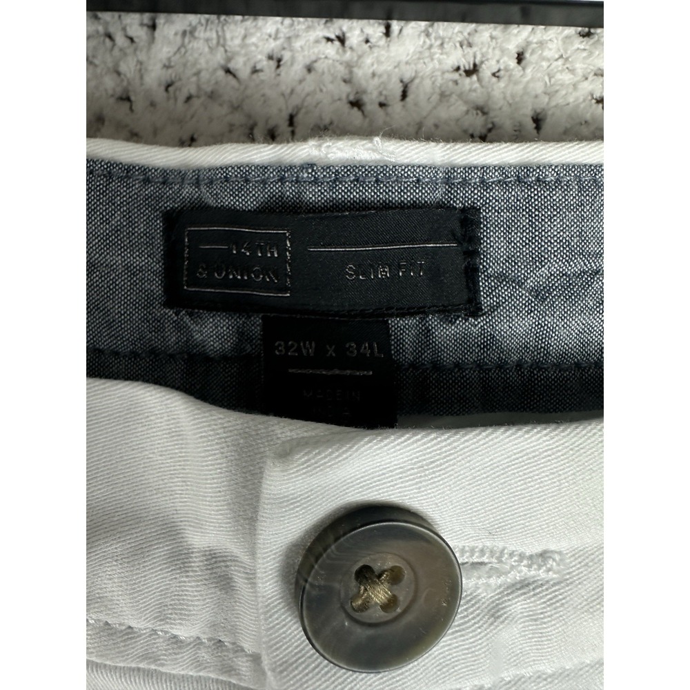 14th & Union The Wallin Stretch Twill Trim Fit Chino Pants NWT 32x34L White - Picture 4 of 5